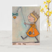 後を追ハート – グリーティングカード (黄色い花)