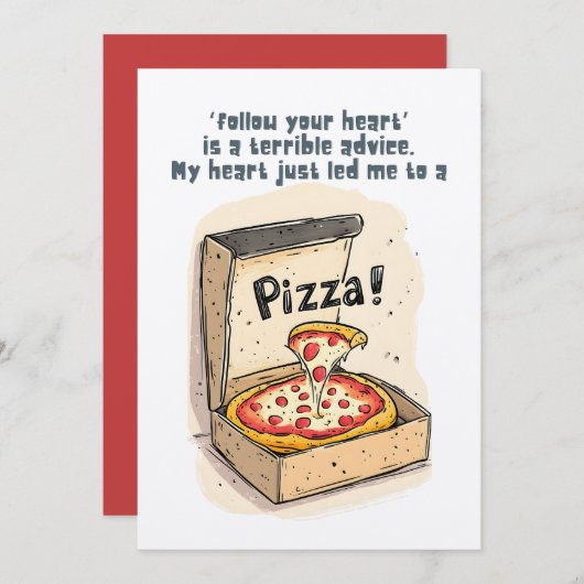 後を追ハート?私のGPSはピザにセット!! 招待状 (正面/裏面)