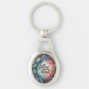 後を追ハート- Oval Keychain キーホルダー