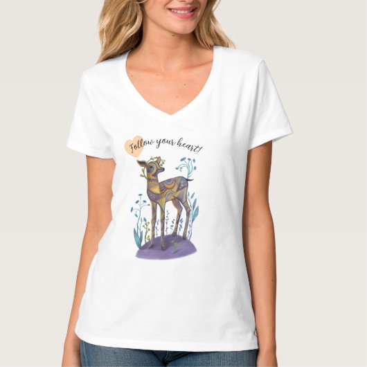 後を追ハート Tシャツ (正面)