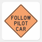 後を追パイロット車の道路工事建築標識 スクエアシール (正面)