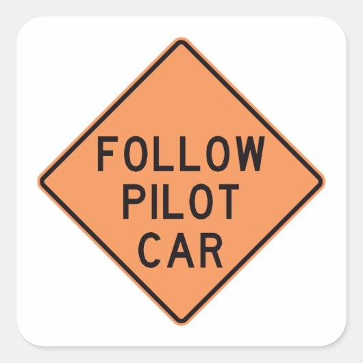 後を追パイロット車の道路工事建築標識 スクエアシール (正面)