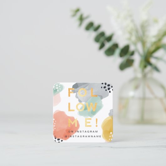 後を追モダンMe, ミニマル & Data Water Color スクエア名刺 (スタンド正面)