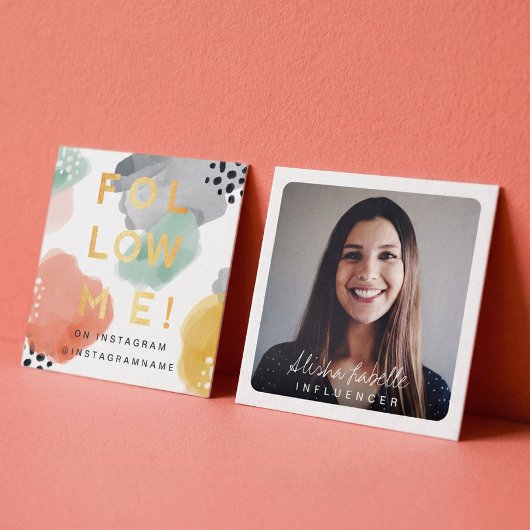 後を追モダンMe, ミニマル & Data Water Color スクエア名刺