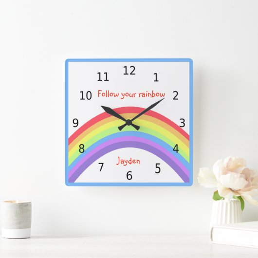 後を追君の名パーソナライズされた前で スクエア壁時計 (ホーム)