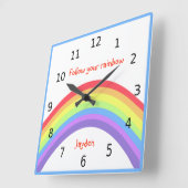 後を追君の名パーソナライズされた前で スクエア壁時計 (傾斜)