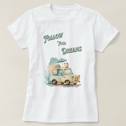 後を追夢かわいい旅行車 Tシャツ (デザイン正面)