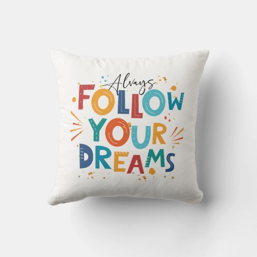 後を追夢のおもしろいカラフルタイポグラフィ2 クッション (裏面)