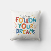 後を追夢のおもしろいカラフルタイポグラフィ2 クッション (正面)