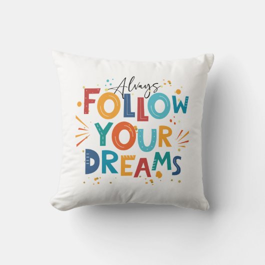 後を追夢のおもしろいカラフルタイポグラフィ2 クッション (正面)