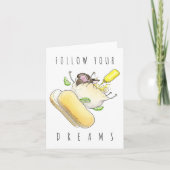 後を追夢のおもしろいパグ カード (正面)