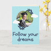 後を追夢の写真パーソナライズされた卒業 カード (黄色い花)