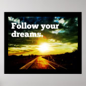 後を追夢の夕日の道のポスやる気を起こさせるター ポスター (正面)