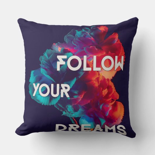 後を追夢の引用文カラフル花 クッション (正面)