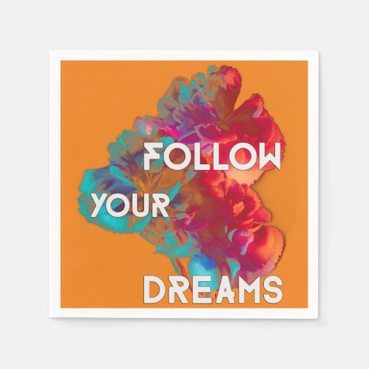 後を追夢の引用文カラフル花 スタンダードカクテルナプキン (正面)