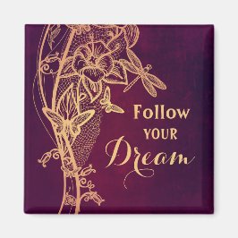 後を追夢の蝶エレガント蝶がブルゴーニュ マグネット