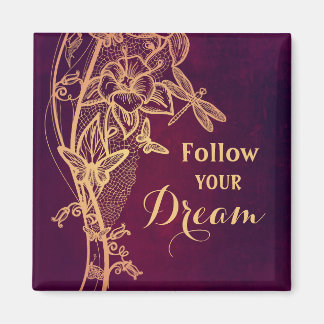 後を追夢の蝶エレガント蝶がブルゴーニュ マグネット