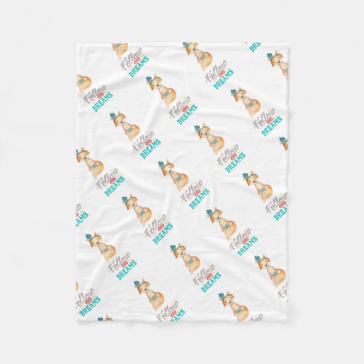 後を追夢キツネ フリースブランケット (正面)