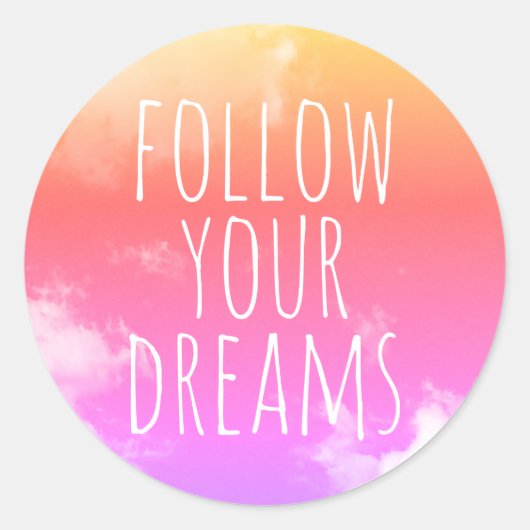 後を追夢ピンク雲引用文キッズ ラウンドシール (正面)