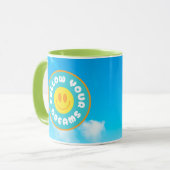 後を追夢幸せ顔mag w緑のハンドル マグカップ (正面左)