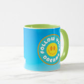 後を追夢幸せ顔mag w緑のハンドル マグカップ (正面右)