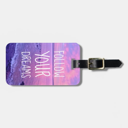 後を追夢引用文ピスタイリッシュンクビーチサンセット ラゲッジタグ (正面横)