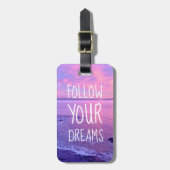 後を追夢引用文ピスタイリッシュンクビーチサンセット ラゲッジタグ (正面縦)