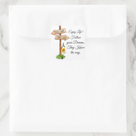 後を追夢感動的引用文 スクエアシール (バッグ)