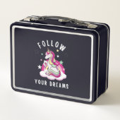 後を追夢私のユニコーン誕生日 メタルランチボックス (裏面)