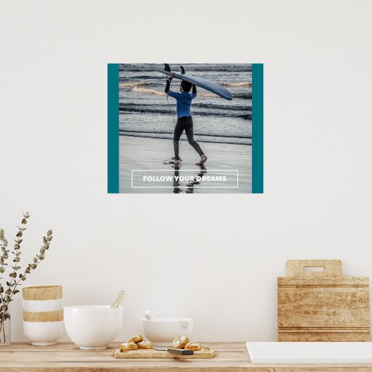 後を追夢 – やる気を起こさせるサーフィン ポスター (キッチン)