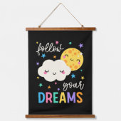 後を追夢 |クラウドと月 吊り下げ型タペストリー (正面)