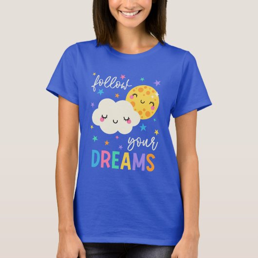 後を追夢 |クラウドと月 Tシャツ (正面)