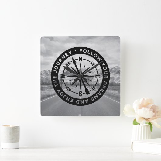 後を追夢 スクエア壁時計 (ホーム)