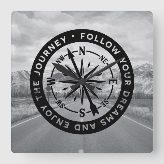 後を追夢 スクエア壁時計 (正面)