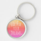 後を追引用文感動的ピンクオレンジ キーホルダー (正面)