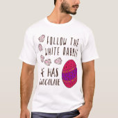 後を追白うさおもしろいま Tシャツ (正面)