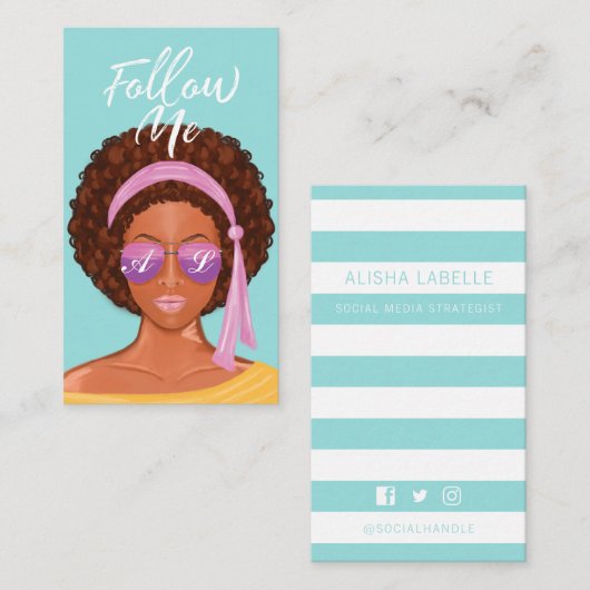 後を追私トレンディーモダンビーチ美しいソーシャルメディア 名刺 (正面/裏面)