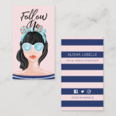 後を追私トレンディーモダンビーチ美しいソーシャルメディア 名刺 (正面/裏面)