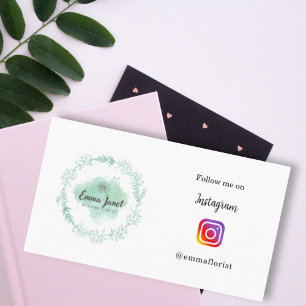 後を追私Instagramビジネスロゴミニマル コーリングカード