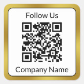 後を追米国白黒金ゴールド会社名QRコード スクエアシール (正面)