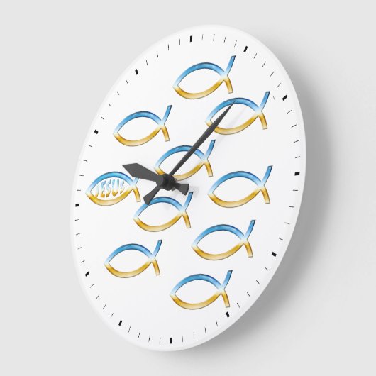 後を追Him – キリスト教魚のシンボル ラージ壁時計 (傾斜)