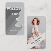 後を追Like & 共有Gray Social Media Photo 名刺 (正面/裏面)