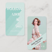 後を追Like & 共有Mint Green Social Media写真 名刺 (正面/裏面)