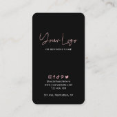 後を追Meソーシャルメディアブラック&バラ金ゴールドQR 名刺 (裏面)