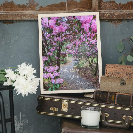 後を追Your Dreams Garden Pathフローラ 箔ポスター