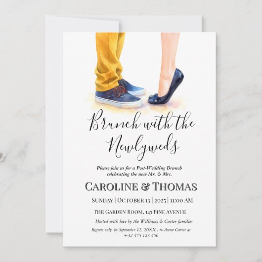 後カジュアルの結婚ブランチモダン書 招待状 (正面)