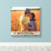 後カスタムで結婚素朴楽しい写真 キャンバスプリント (インサイチュ (ウッドフロア))