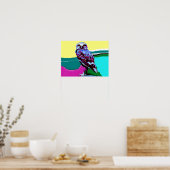 後カラフル先のフクロウ ポスター (キッチン)