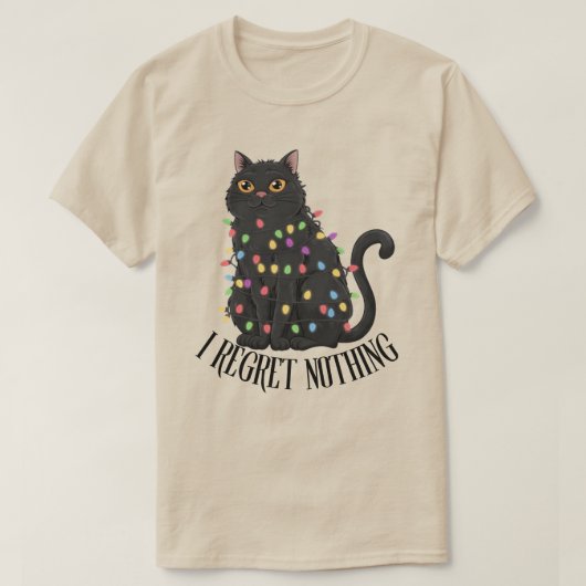 後悔しないクリスマスの黒猫 Tシャツ (デザイン正面)