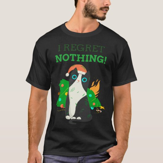 後悔しないクリスマス猫パーフェクト Tシャツ (正面)